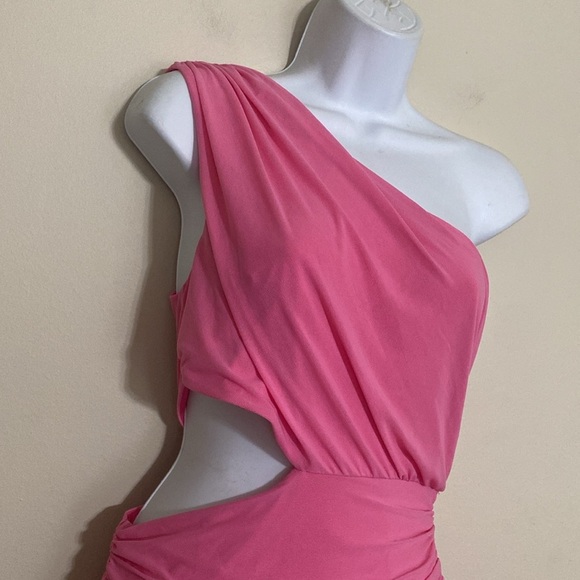 Hello Molly Vibrant Pink One-Shoulder Dress Cutout rushed by omen 6 event Y2K - Picture 8 of 15
